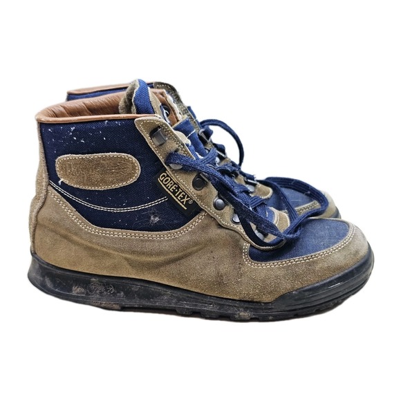 Vintage Vasque Skywalk Gore-Tex Hiking Boots Mens 8 Italy Cow Suede Canvas 7534 - Picture 1 of 15